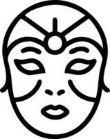 Close up of a face with traditional Chinese opera makeup and augmented reality effects copy space to the left. vector