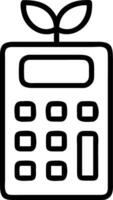 Close up of a calculator with green buttons and plant icons and copy space vector