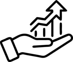 Close up of a businessman hand holding a green upward arrow with copy space vector