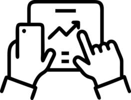 Close up macro of a business strategist using smart devices for innovative market analysis with copy space Set 6 vector