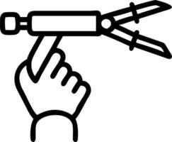 Clean background with robot hand holding surgical instrument vector