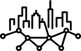 City skyline with network nodes forming constellation and copy space vector