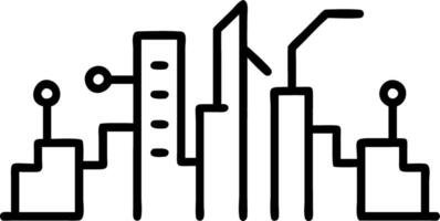 City skyline with green circuit board overlay and copy space vector