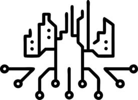 City skyline with green circuit board overlay and copy space Set 2 vector