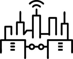 City skyline with glowing network lines and copy space vector