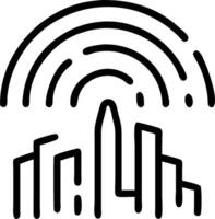 City skyline with fingerprint overlay and copy space vector