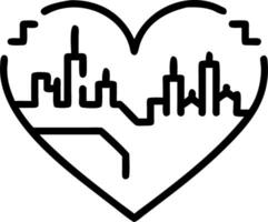 City skyline with circuit heart overlay and copy space vector