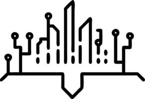 City skyline with circuit board overlay and copy space vector