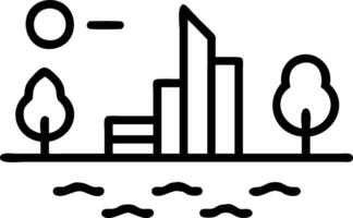 City buildings with tree reflections in water with bokeh lights Set 2 vector