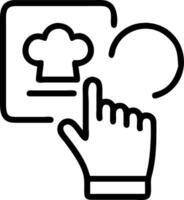 Chef using touchscreen in modern kitchen with copy space vector