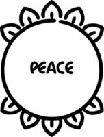 Circular border frame with lotus flowers and Peace wording copy space in center. vector