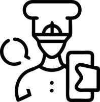 Chef using augmented reality for culinary presentation with copy space vector