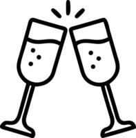 Champagne glasses clinking with sparkling bubbles isolated on white background. vector