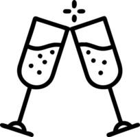 Champagne glasses floating with sparkling bubbles isolated on white background. vector