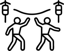 Candid shot of people performing tai chi in park with red decorations and copy space on side. vector