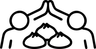 Candid image of people making dumplings together in kitchen with space for text below. vector