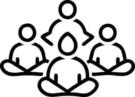 Candid image of group meditating by waterfall copy space on side. Set 2 vector