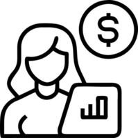Businesswoman using AI powered financial dashboard in close up portrait copy space vector