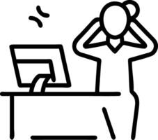 Businesswoman struggling with data management on plain desk copy space vector
