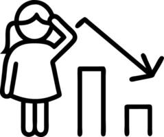 Businesswoman struggling with declining profits on plain background copy space vector