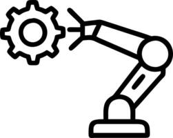 Abstract robotic hand holding industrial gear with bokeh background vector