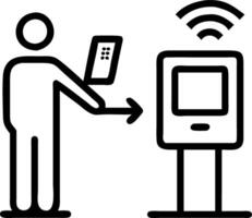 Travelers using smart devices at an international airport vector
