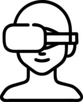 Virtual reality goggles in business setting with abstract digital elements vector