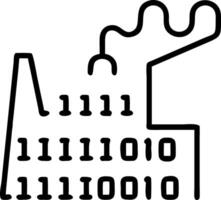Abstract factory silhouette with digital binary code background vector