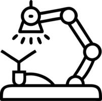 Surgical robot assisting in operating room with bokeh lights vector