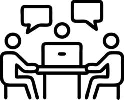 Team Discussion Around a Table with Digital Devices vector