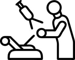 Surgeon operating with robotic assistance in operating room vector