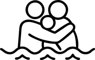 Soft Abstract of a Family Embracing as Waves Crash Nearby vector