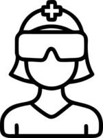 Soft abstract image of nurse using VR headset in healthcare setting and copy space vector