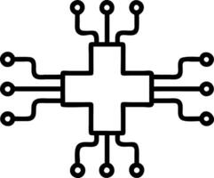 Soft abstract image of medical cross symbol made of digital network connections and copy space vector