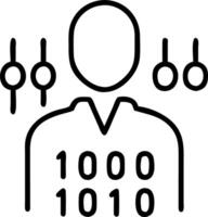 Soft abstract image of medical staff silhouette overlaid with digital binary code and copy space vector