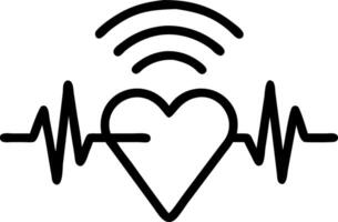 Soft abstract image of heartbeat waveform merging into Wi Fi signal and copy space vector