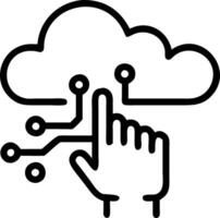 Soft abstract image of hand touching digital cloud interface with copy space vector