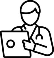 Soft abstract image of doctor using digital tablet with bokeh effect and copy space vector
