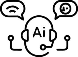 Soft abstract image of customer service icons connected with AI symbols vector