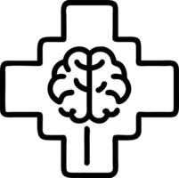 Soft abstract image of AI brain overlaid on medical cross symbol and copy space vector