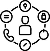 Soft abstract image of digital assistant icon surrounded by customer service icons vector