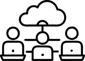 Sales team accessing cloud CRM during meeting vector