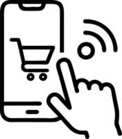 Shoppers using mobile payment and smart carts in a supermarket vector