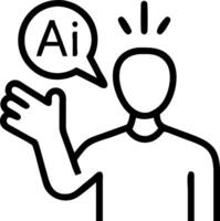 Silhouette of businessman touching holographic AI interface with bokeh background vector