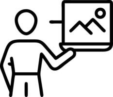 Salesperson using AI app to present to clients in cafe vector