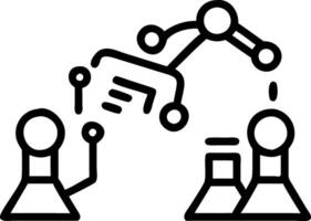 Researchers and robots conducting experiments together vector