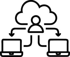 Remote team working on cloud based project vector