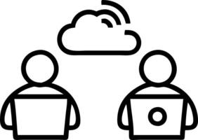 Remote workers accessing cloud applications from home office with copy space vector