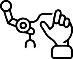 Plain white background with robotic hand holding stethoscope vector