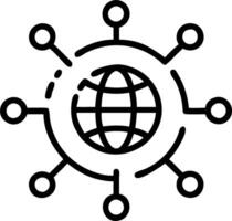 Plain purple background with glowing globe and network connections vector